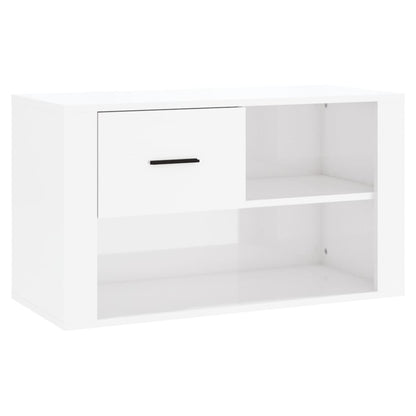 Scarpiera Bianco Lucido 80x35x45 cm in Legno Multistrato - homemem39