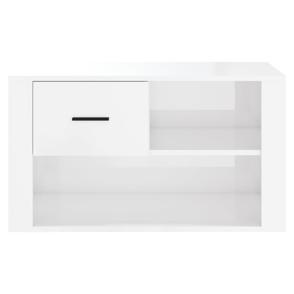 Scarpiera Bianco Lucido 80x35x45 cm in Legno Multistrato - homemem39