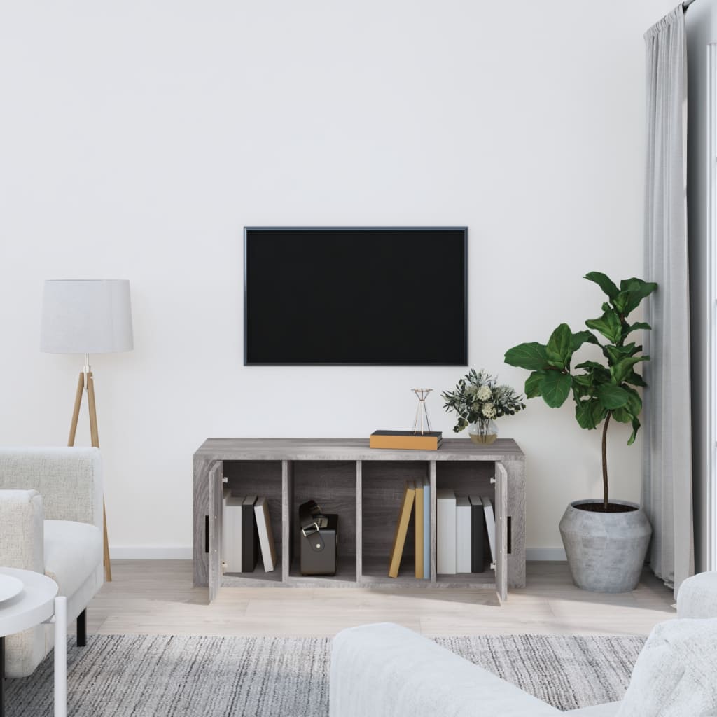 Mobile TV Grigio Sonoma 100x35x40 cm in Legno Multistrato - homemem39