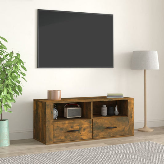 Mobile TV Rovere Fumo 100x35x40 cm in Legno Multistrato - homemem39