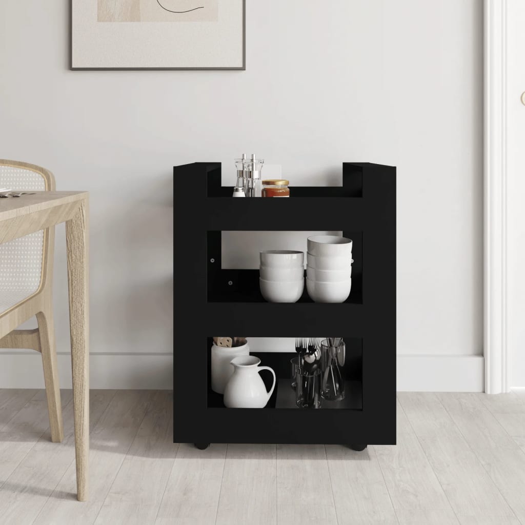 Carrello da Cucina Nero 60x45x80 cm in Legno Multistrato - homemem39