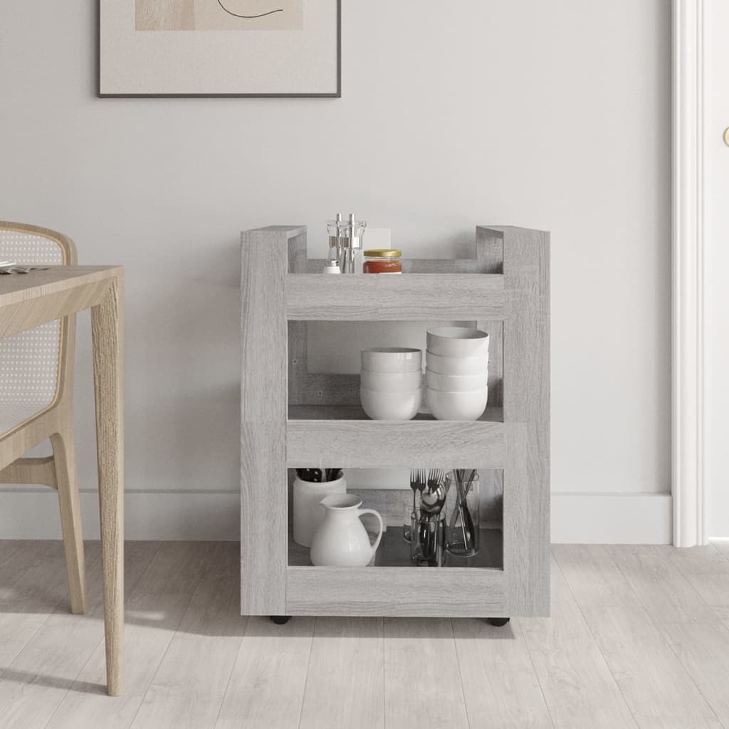 Carrello da Cucina Grigio Sonoma 60x45x80 cm Legno Multistrato - homemem39