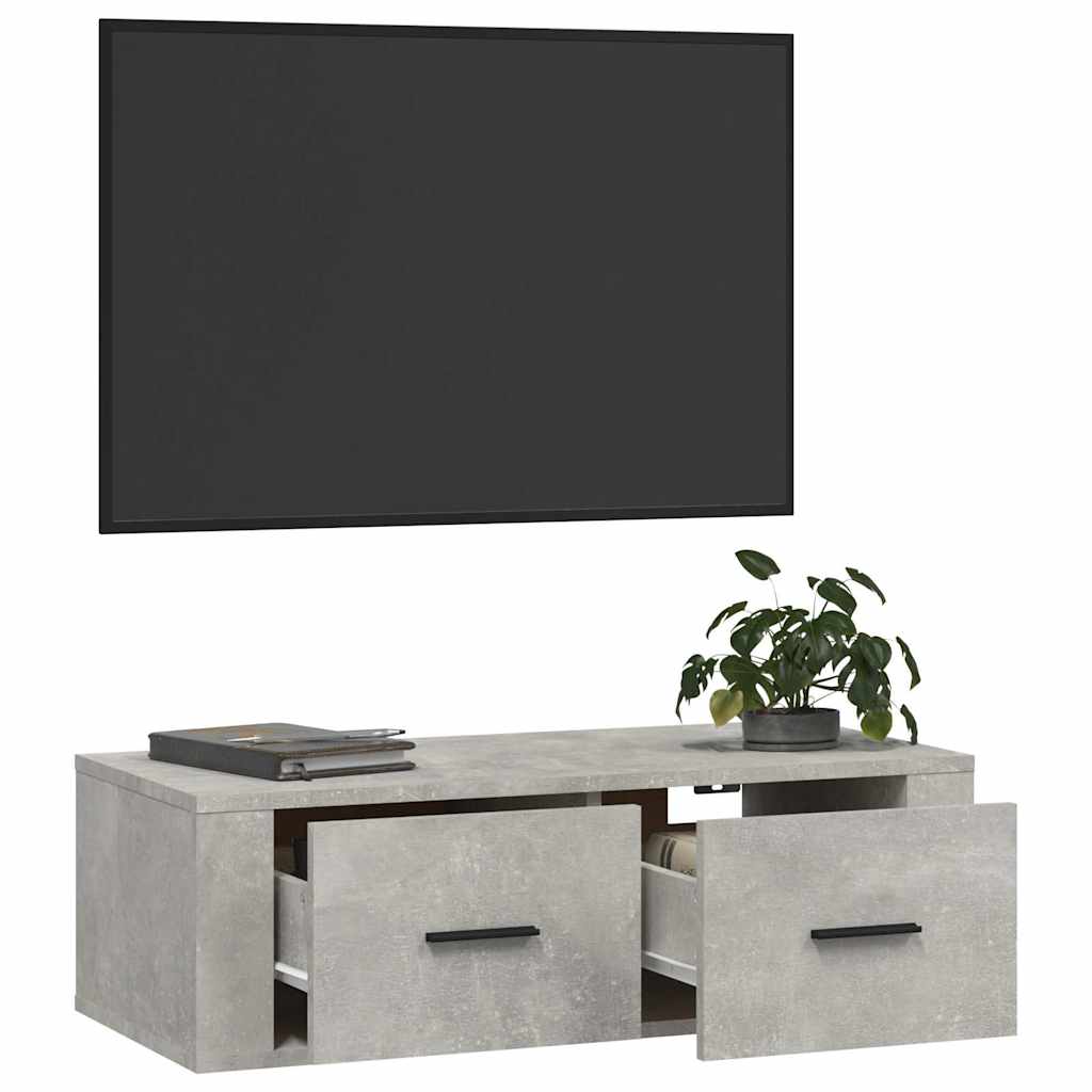 Mobile TV Pensile Grigio Cemento 80x36x25 cm Legno Multistrato