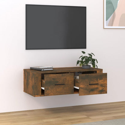 Mobile TV Pensile Rovere Fumo 80x36x25 cm in Legno Multistrato - homemem39