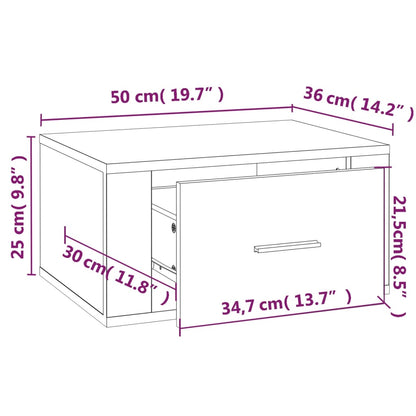 Comodini a Muro 2 pz Bianco Lucido 50x36x25 cm