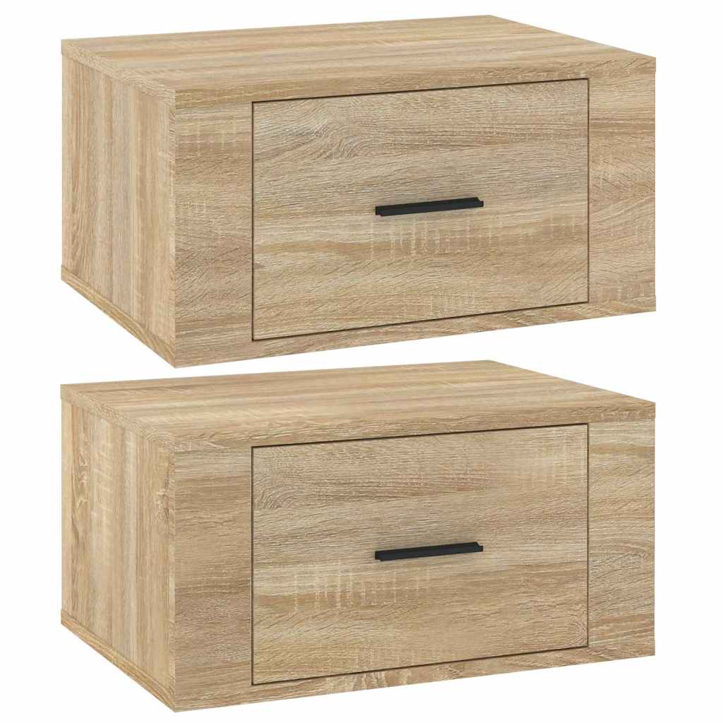 Comodini a Muro 2 pz Rovere Sonoma 50x36x25 cm
