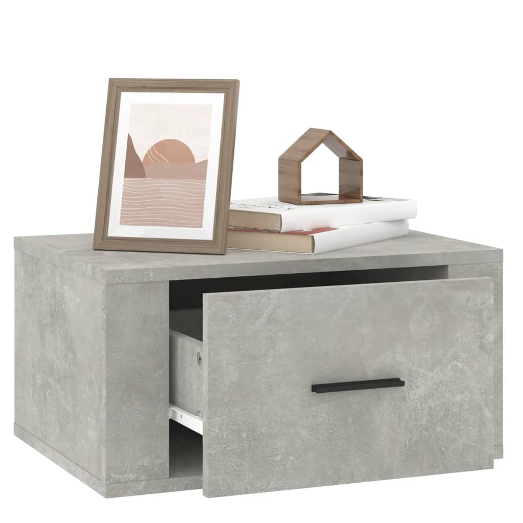 Comodino a Muro Grigio Cemento 50x36x25 cm - homemem39
