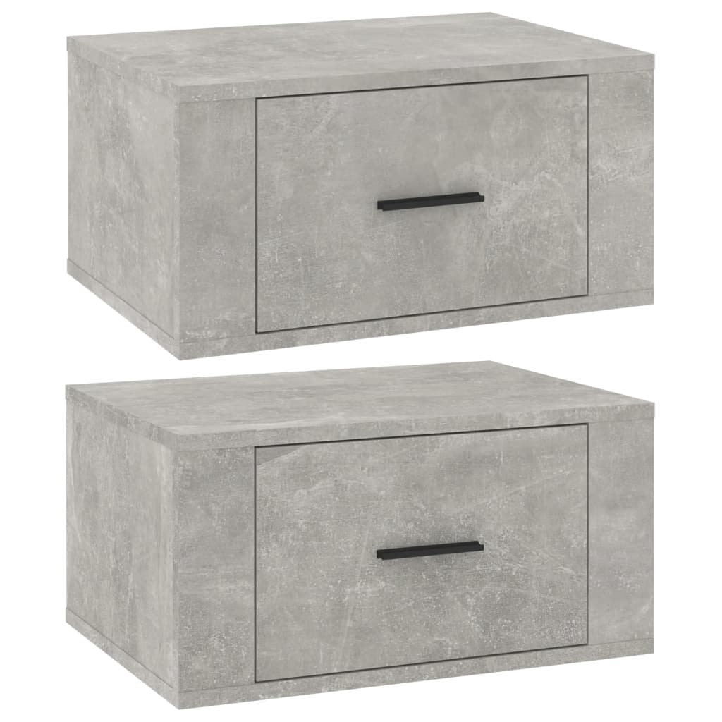 Comodini a Muro 2 pz Grigio Cemento 50x36x25 cm