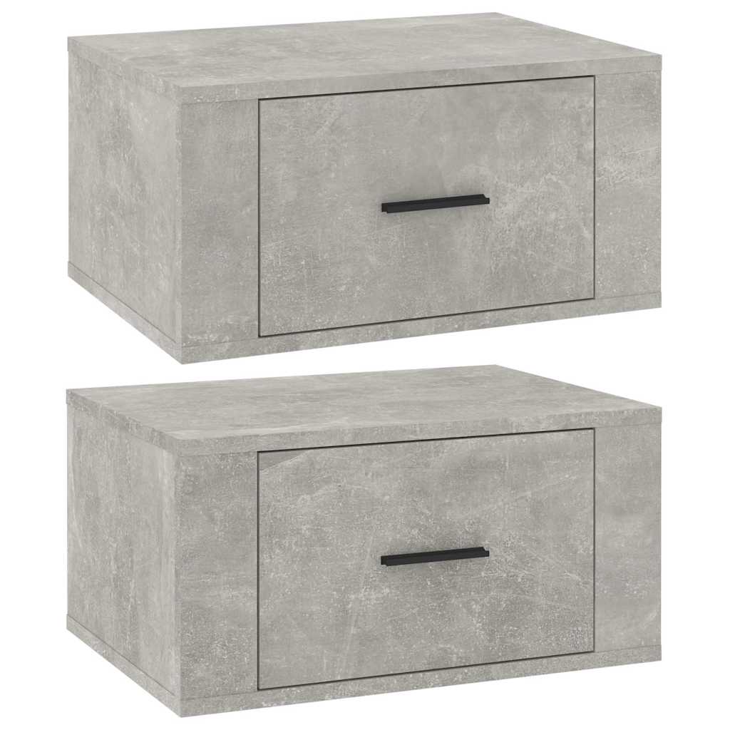 Comodini a Muro 2 pz Grigio Cemento 50x36x25 cm