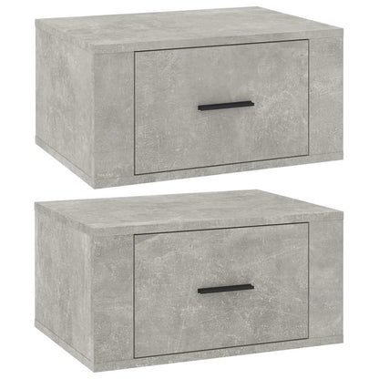 Comodini a Muro 2 pz Grigio Cemento 50x36x25 cm