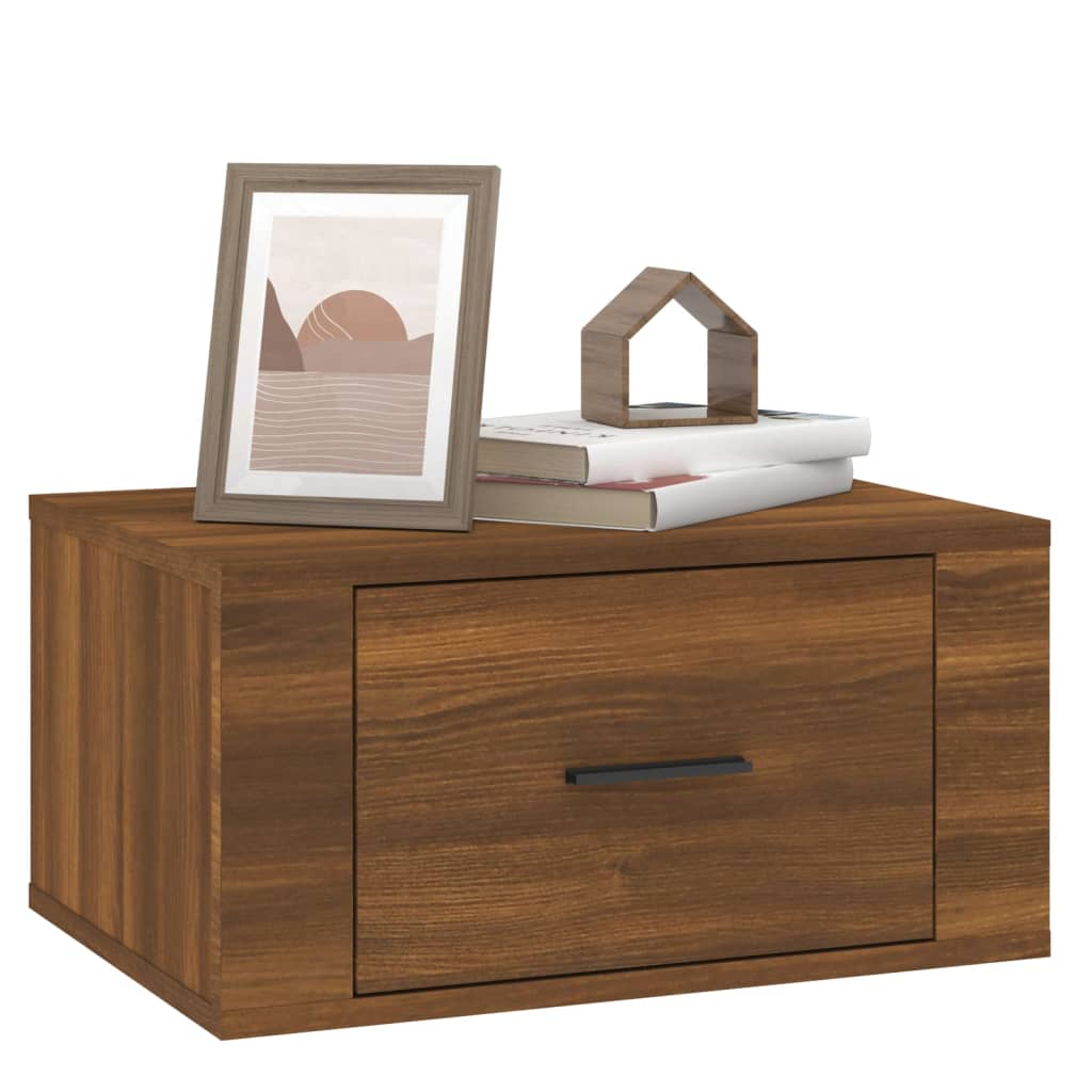 Comodini a Muro 2 pz Rovere Marrone 50x36x25 cm