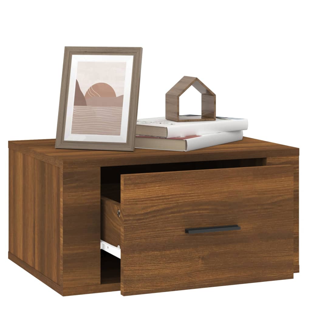Comodini a Muro 2 pz Rovere Marrone 50x36x25 cm