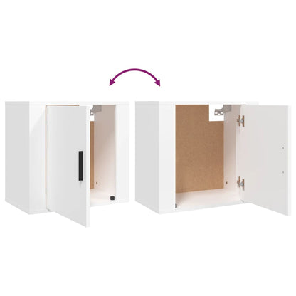 Comodini a Muro 2 pz Bianchi 50x36x47 cm