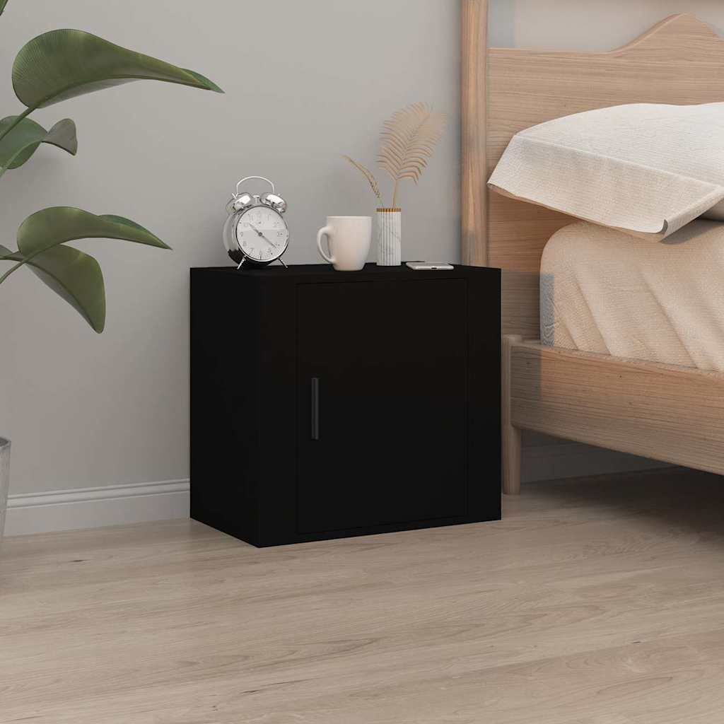 Comodini a Muro 2 pz Nero 50x30x47 cm