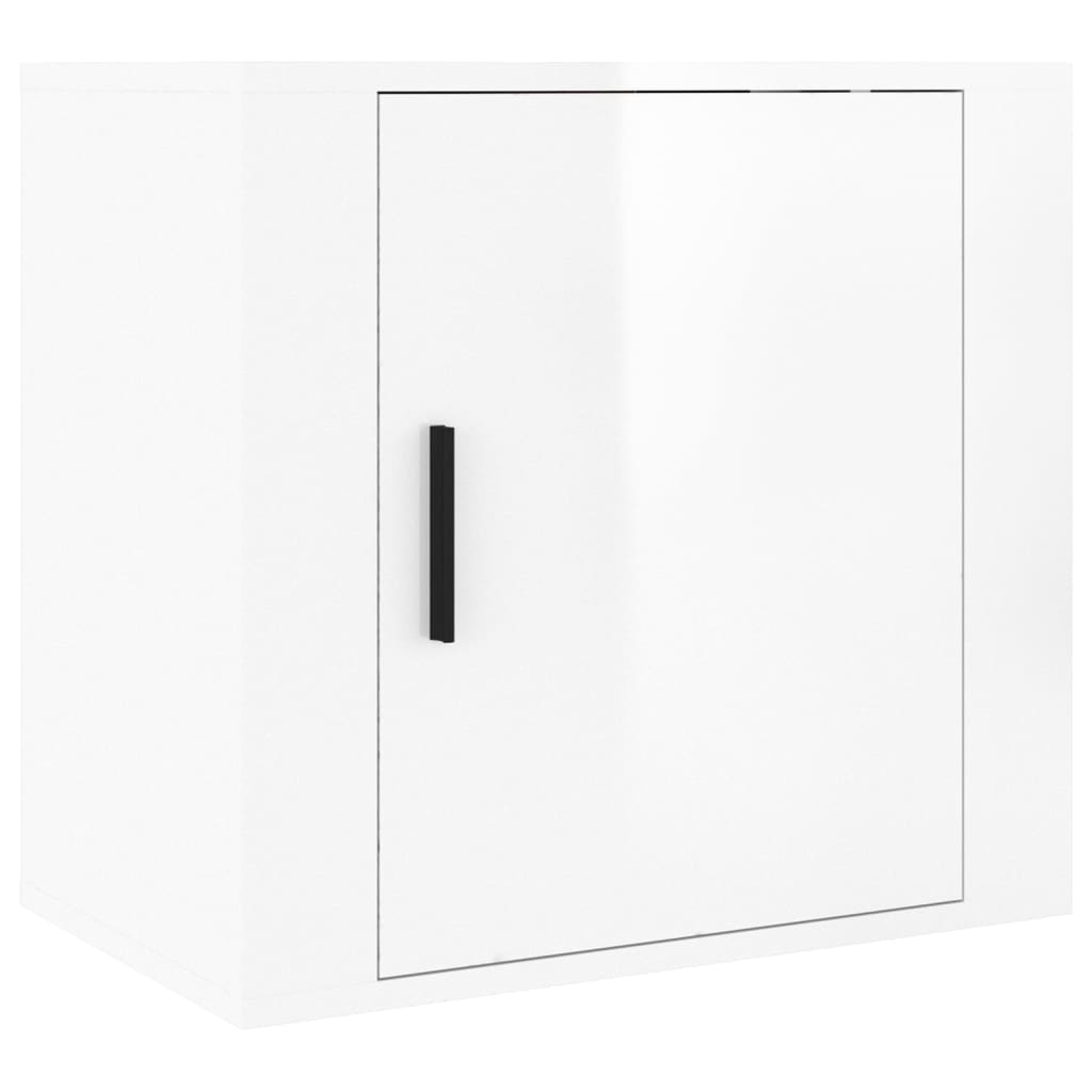 Comodino a Muro Bianco Lucido 50x30x47 cm - homemem39