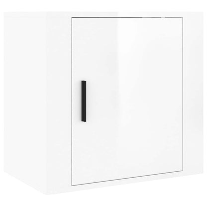 Comodino a Muro Bianco Lucido 50x30x47 cm