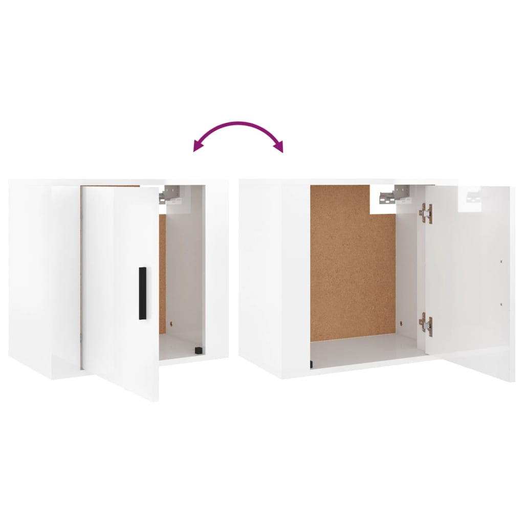 Comodini a Muro 2 pz Bianco Lucido 50x30x47 cm