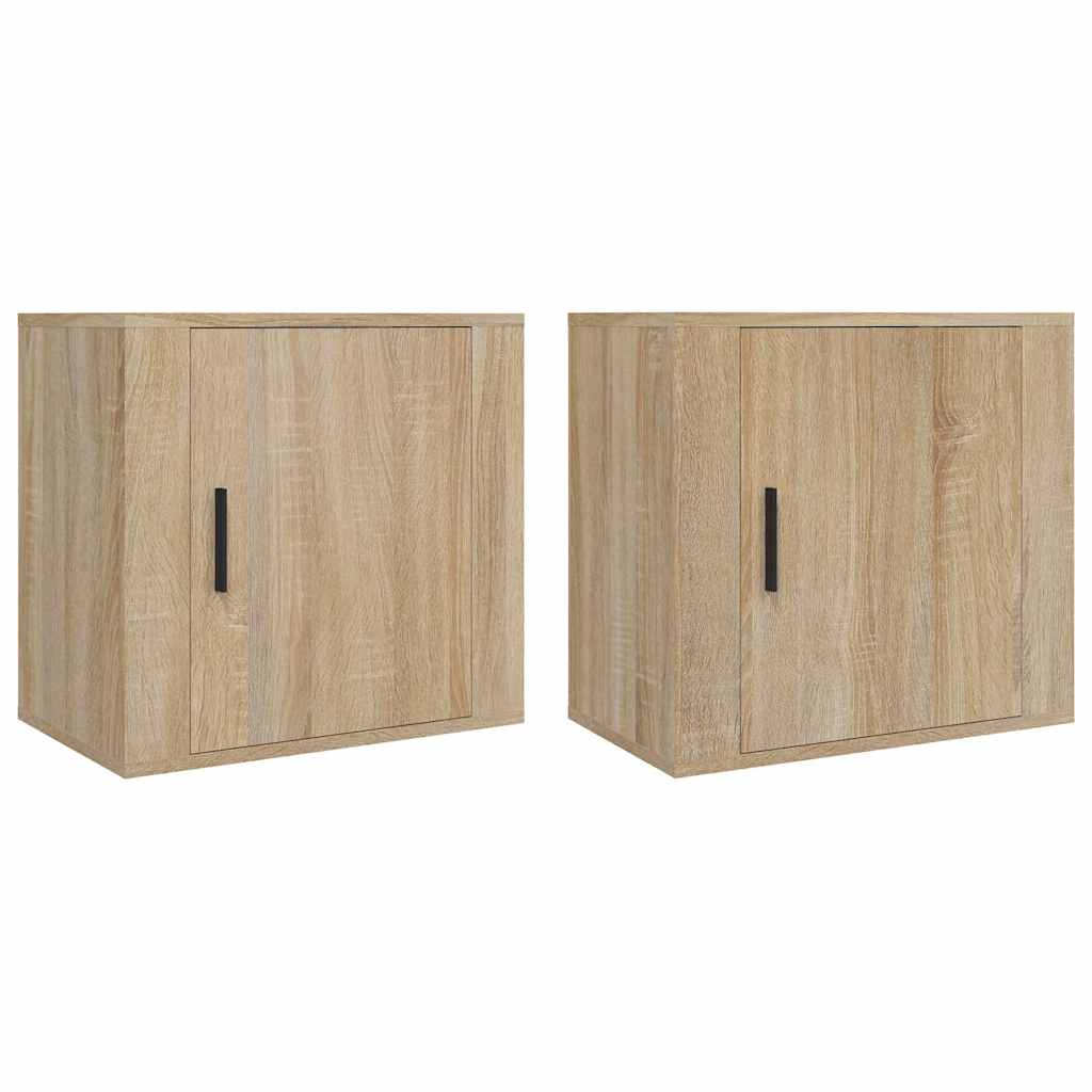 Comodini a Muro 2 pz Rovere Sonoma 50x30x47 cm