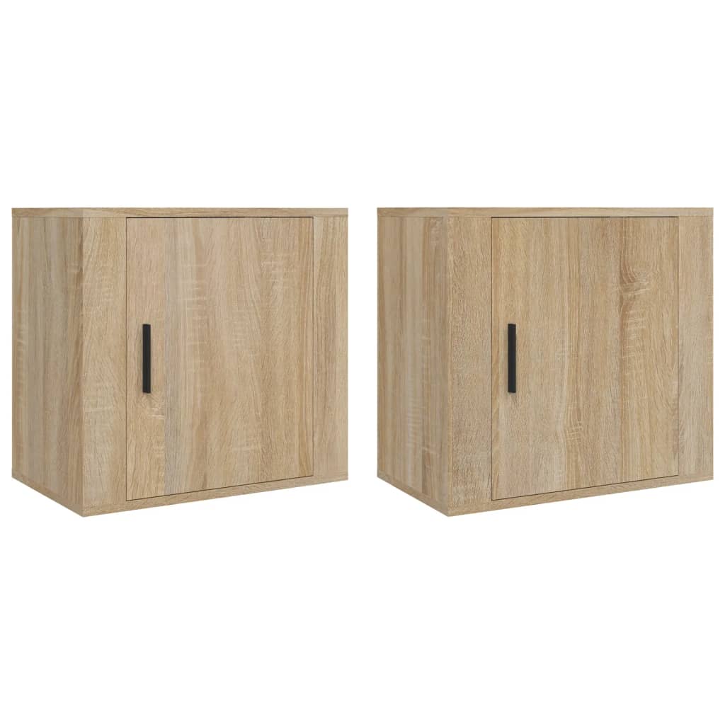 Comodini a Muro 2 pz Rovere Sonoma 50x30x47 cm