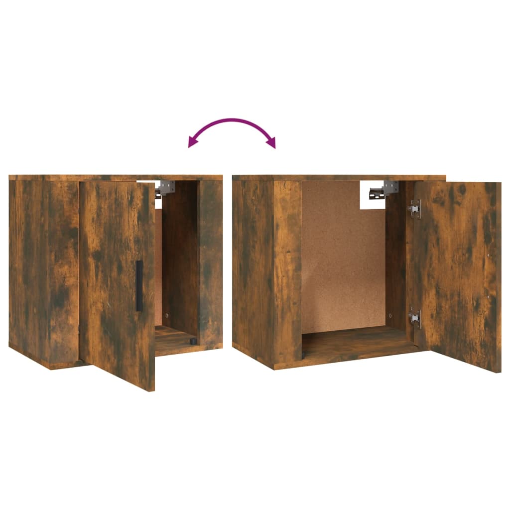 Comodini a Muro 2 pz Rovere Fumo 50x30x47 cm