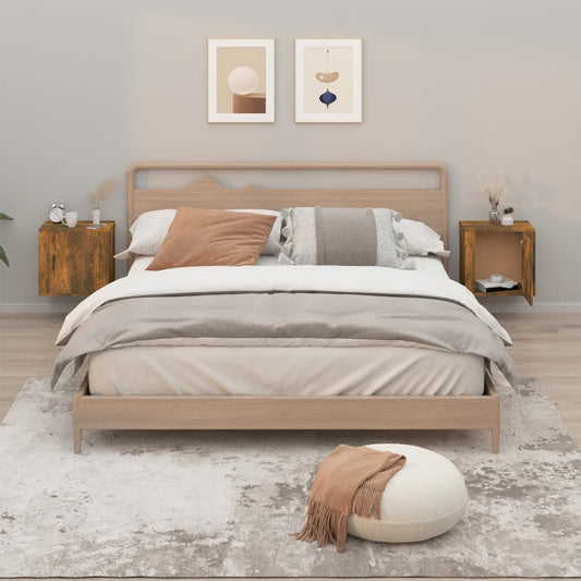 Comodini a Muro 2 pz Rovere Fumo 50x30x47 cm - homemem39