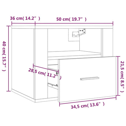 Comodino a Muro Bianco 50x36x40 cm | homemem39