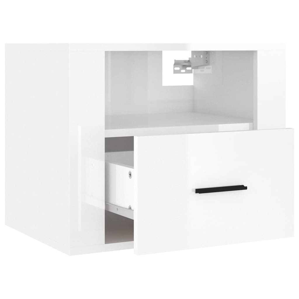 Comodini a Muro 2 pz Bianco Lucido 50x36x40 cm - homemem39