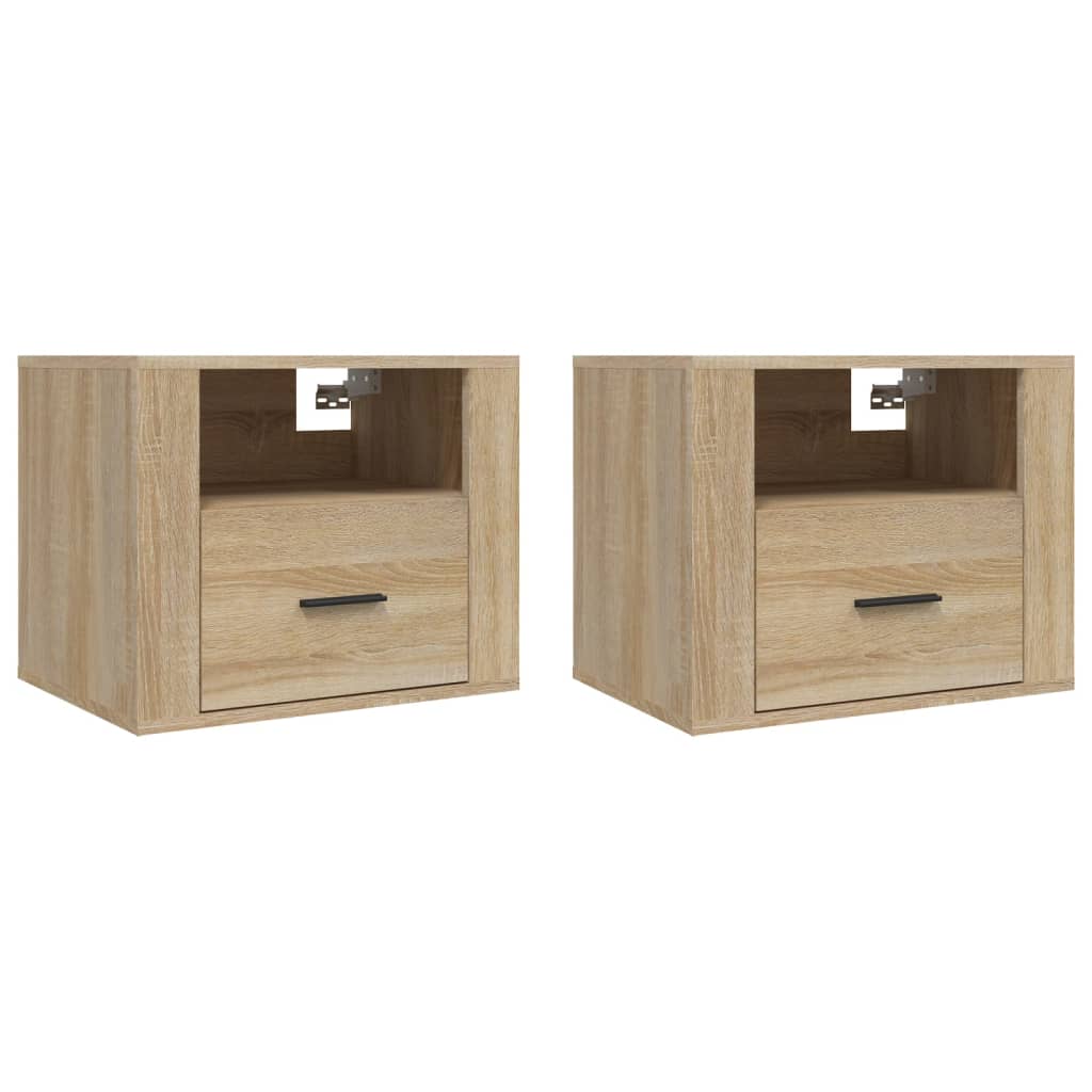 Comodini a Muro 2 pz Rovere Sonoma 50x36x40 cm