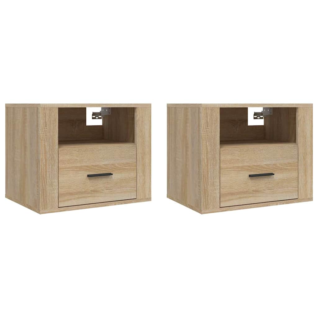 Comodini a Muro 2 pz Rovere Sonoma 50x36x40 cm