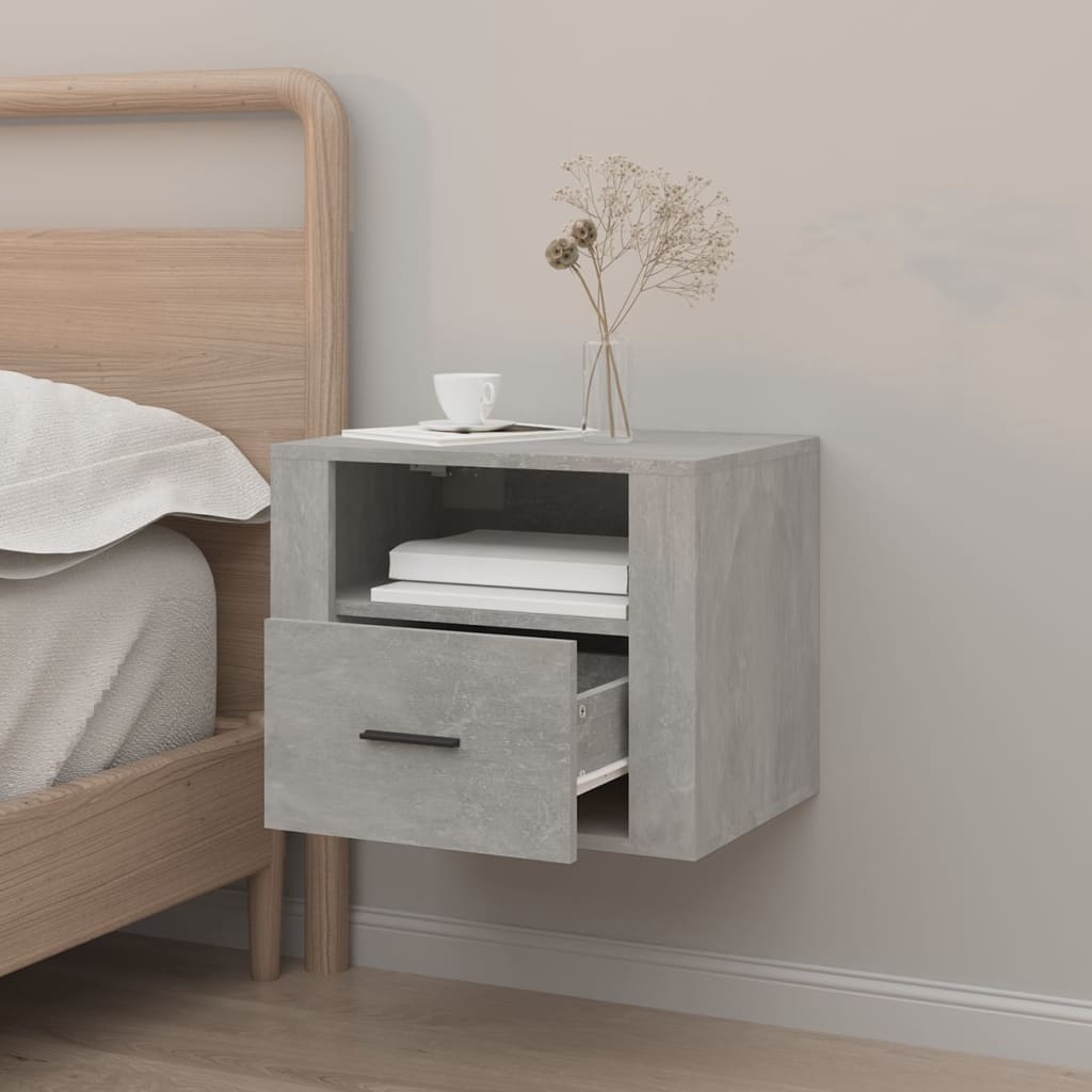 Comodino a Muro Grigio Cemento 50x36x40 cm - homemem39