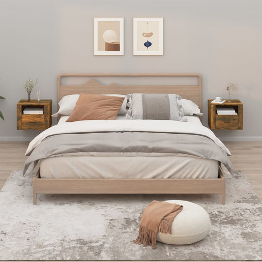 Comodini a Muro 2 pz Rovere Fumo 50x36x40 cm - homemem39
