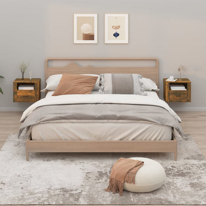 Comodini a Muro 2 pz Rovere Fumo 50x36x40 cm