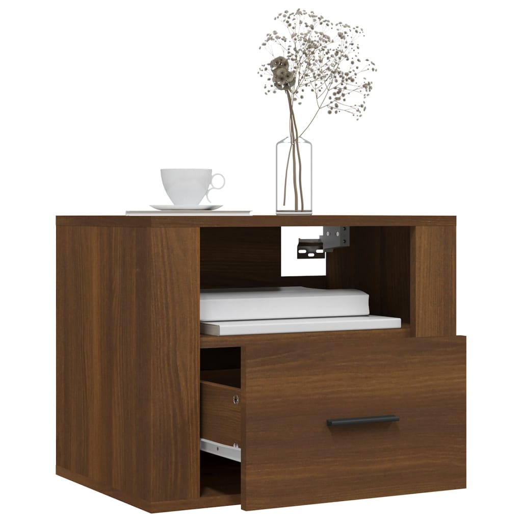 Comodini a Muro 2 pz Rovere Marrone 50x36x40 cm