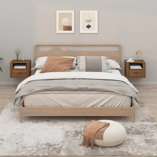 Comodini a Muro 2 pz Rovere Marrone 50x36x40 cm - homemem39