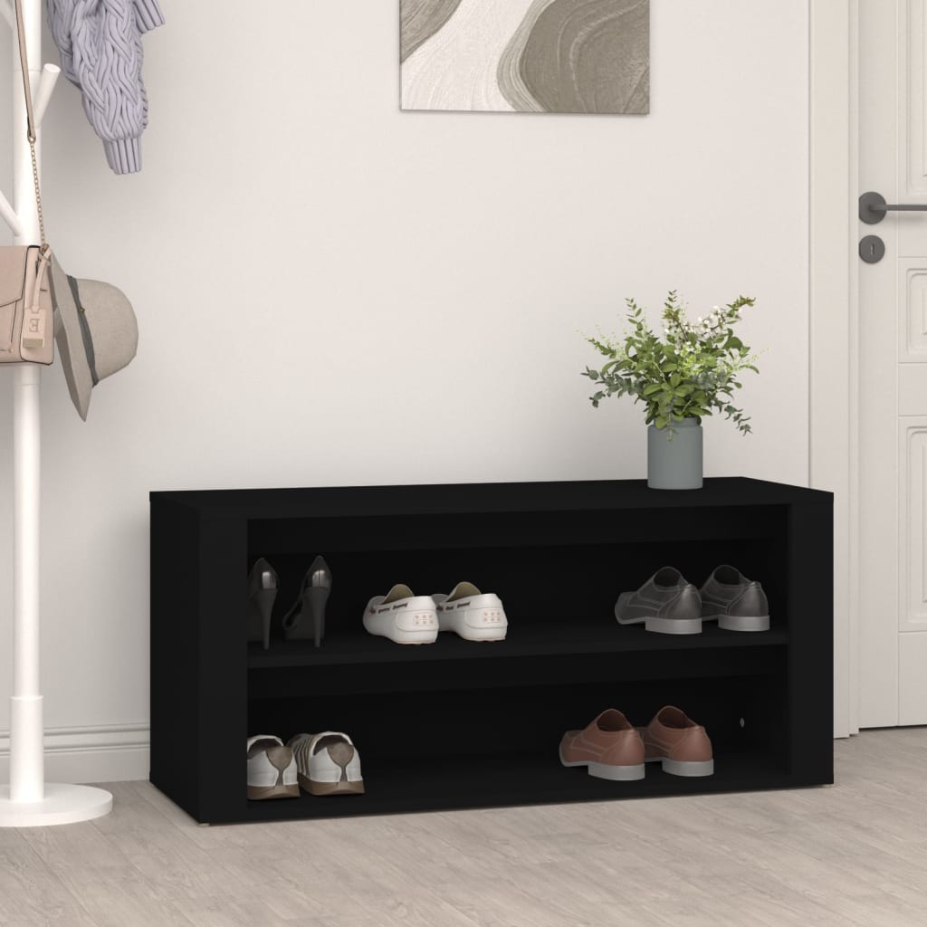 Scarpiera Nera 100x35x45 cm in Legno Multistrato - homemem39