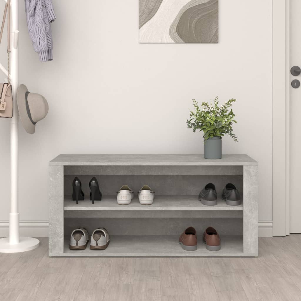 Scarpiera Grigio Cemento 100x35x45 cm in Legno Multistrato - homemem39