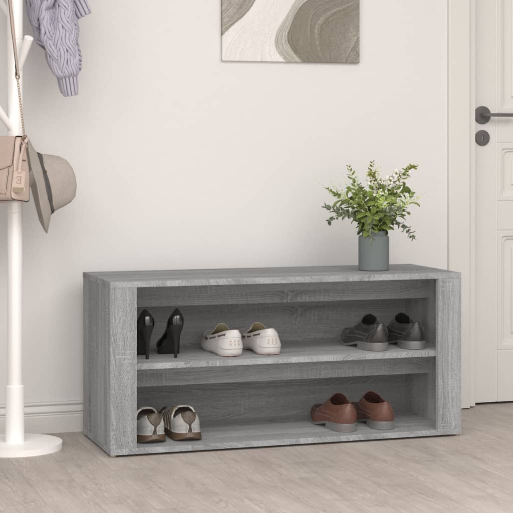 Scarpiera Grigio Cemento 100x35x45 cm in Legno Multistrato - homemem39