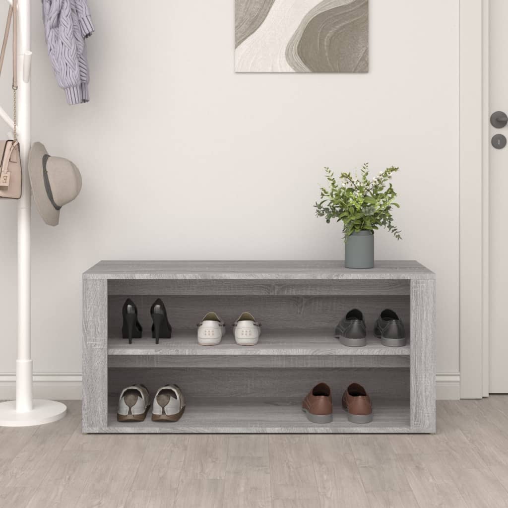 Scarpiera Grigio Sonoma 100x35x45 cm in Legno Multistrato - homemem39