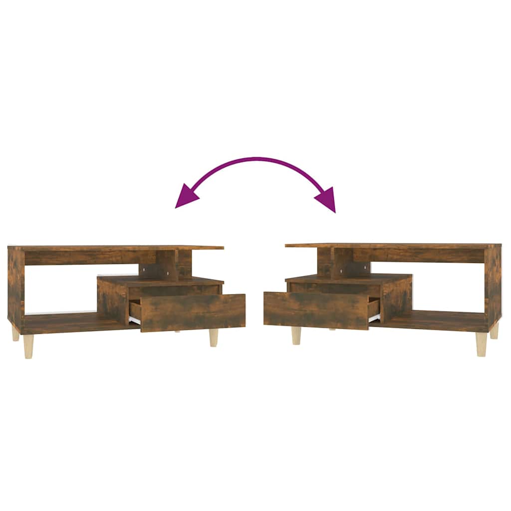 Tavolino da Salotto Rovere Fumo 90x49x45 cm Legno Multistrato