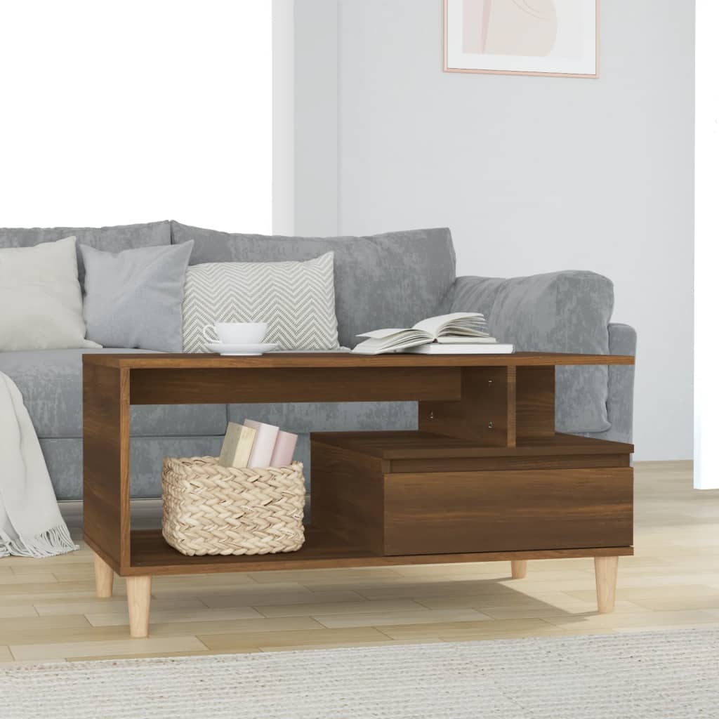 Tavolino Salotto Rovere Marrone 90x49x45 cm Legno Multistrato | homemem39