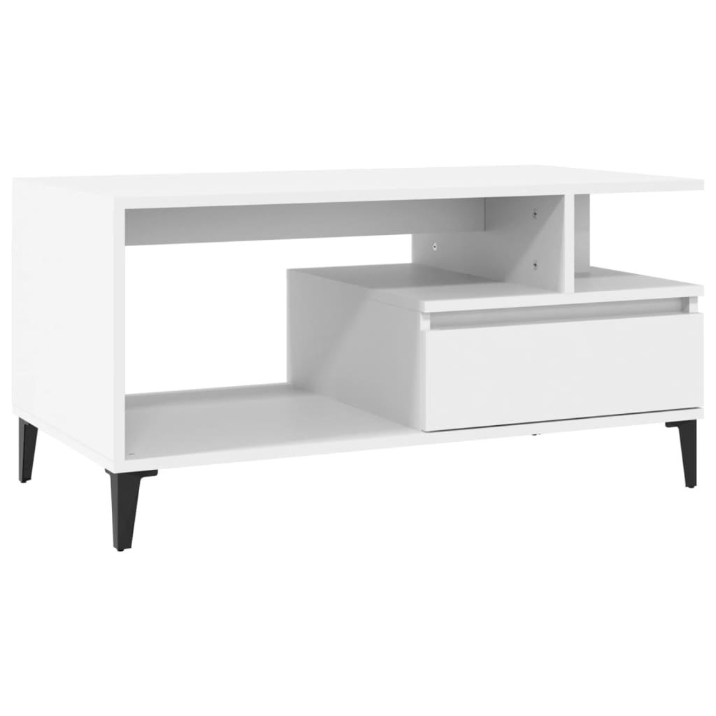 Tavolino da Salotto Bianco 90x49x45 cm in Legno Multistrato | homemem39
