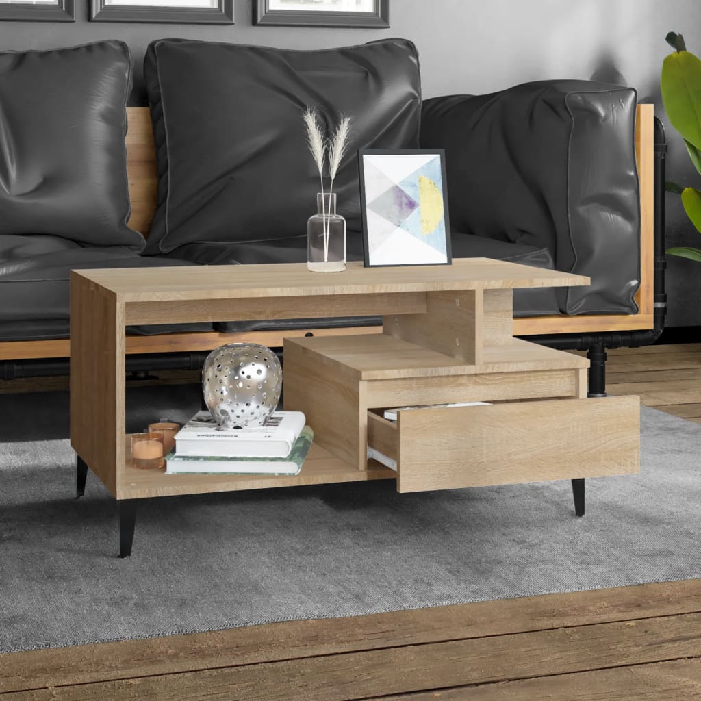 Tavolino da Salotto Rovere Sonoma 90x49x45 cm Legno Multistrato | homemem39