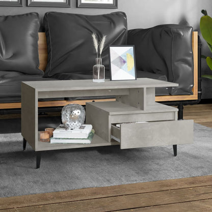 Tavolino Salotto Grigio Cemento 90x49x45 cm Legno Multistrato | homemem39