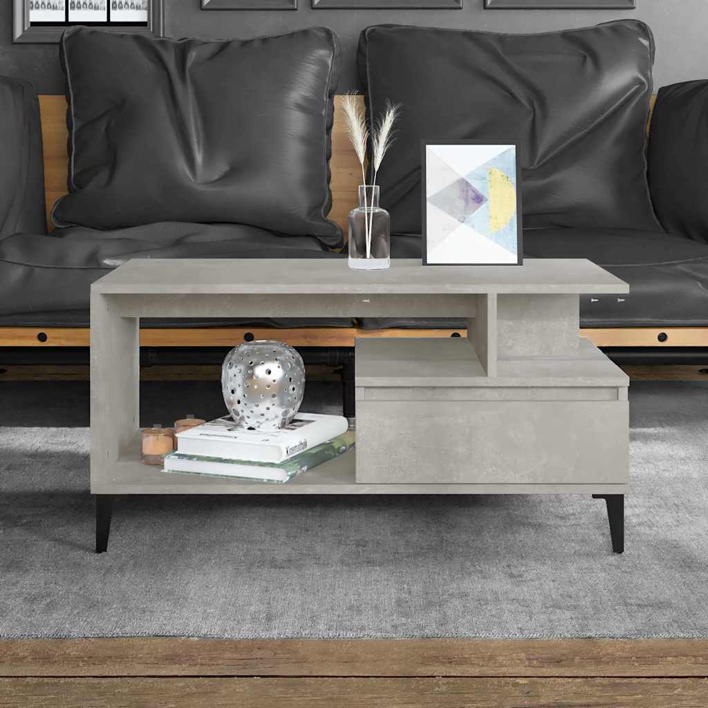 Tavolino Salotto Grigio Cemento 90x49x45 cm Legno Multistrato