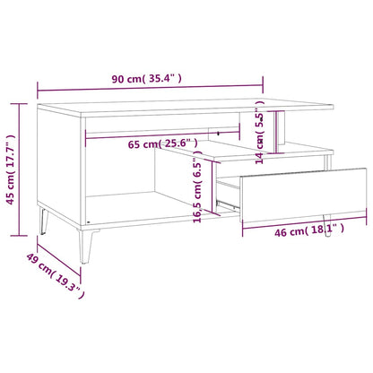 Tavolino Salotto Rovere Marrone 90x49x45 cm Legno Multistrato
