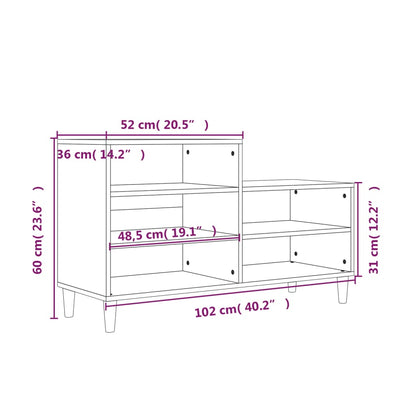 Scarpiera Bianco Lucido 102x36x60 cm in Legno Multistrato