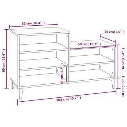 Scarpiera Nera 102x36x60 cm in Legno Multistrato