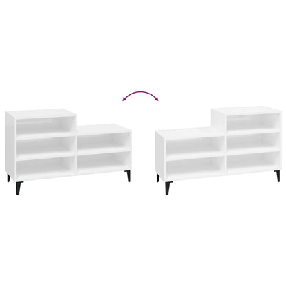 Scarpiera Bianco Lucido 102x36x60 cm in Legno Multistrato