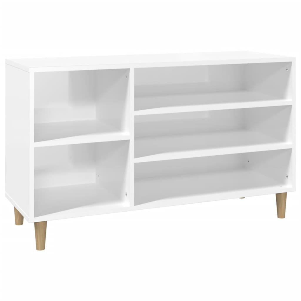 Scarpiera Bianco Lucido 102x36x60 cm in Legno Multistrato - homemem39