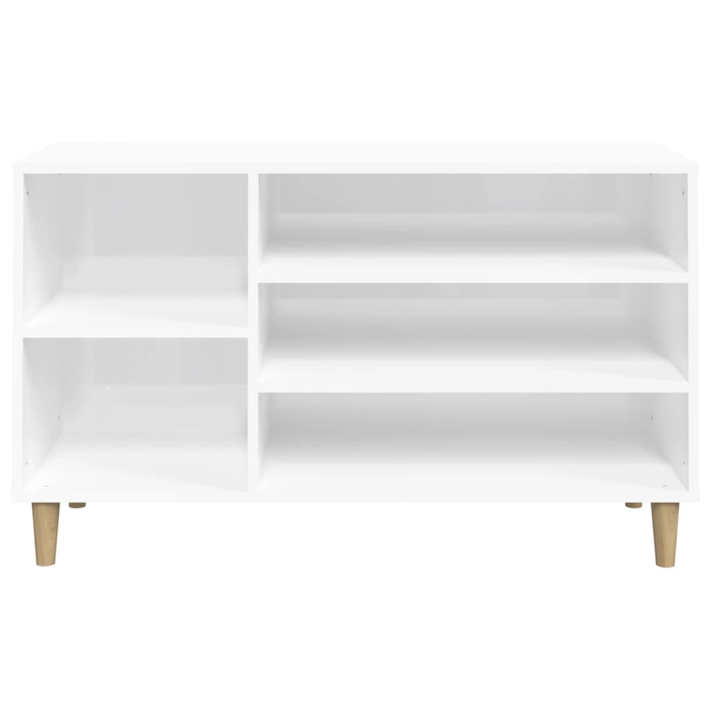 Scarpiera Bianco Lucido 102x36x60 cm in Legno Multistrato - homemem39